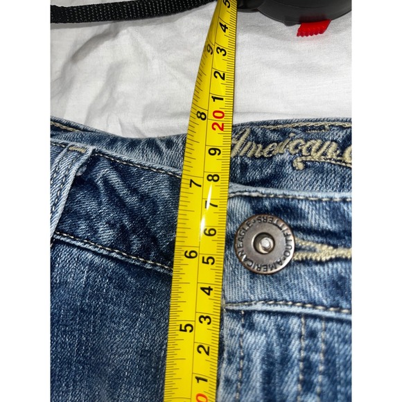 American Eagle Jeans Womens 4 Reg Stretch Cuffed Distressed Rhinestone Pocket - Picture 7 of 8